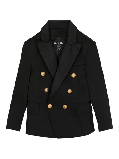 Balmain Kids' Double-breasted Blazer In Black