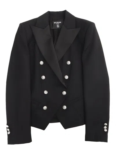 Balmain Kids' Double Breasted Blazer In Black