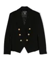 Balmain Double-breasted Blazer With Embossed Buttons In Black