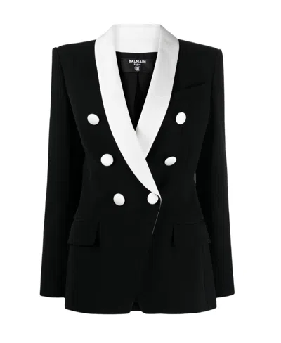 Balmain Double-breasted Blazer In Black