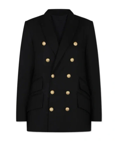 Balmain Double-breasted Blazer In Black