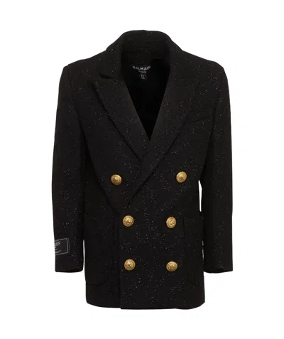 Balmain Double-breasted Blazer In Black