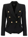 Balmain Double Breast Blazer Jacket With Logo Buttons Blazer And Suits Black In Black