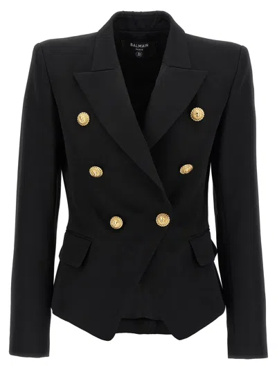 BALMAIN DOUBLE-BREASTED BLAZER BLAZERS BLACK