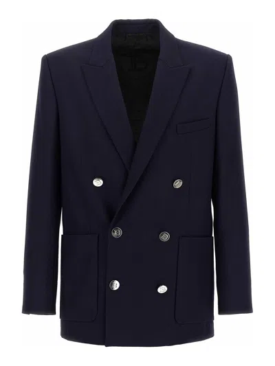 Balmain Double-breasted Blazer In Blue