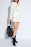 Balmain White Double-breasted Jacket With Peak Lapels And Logo Buttons In Fabric Women In Cream