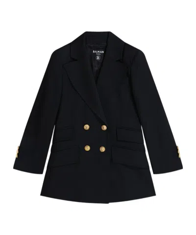 Balmain Double Breasted Blazer Girls In Black