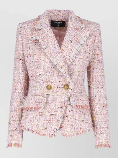Balmain Double Breasted Blazer Gold Tone Buttons In Pink