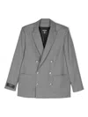 Balmain Double-breasted Blazer In Grey