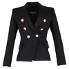 Balmain Double-breasted Blazer In Black Wool In Black