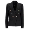 Balmain Black Double-breasted Jacket With Branded Buttons And Asymmetric Cut In Black