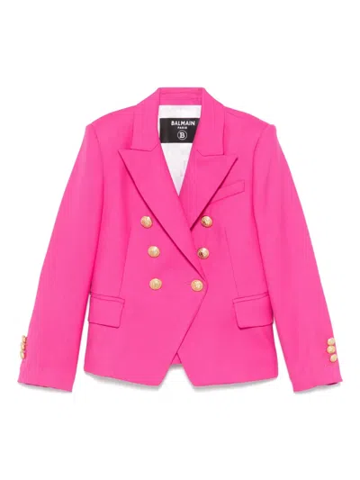 Balmain Kids' Double-breasted Blazer In Fucsia