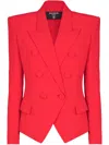 Balmain Lapels Double-breasted Blazer Peak In Red