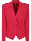 Balmain Lapels Double-breasted Blazer Peak In Rot