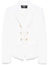 Balmain White Double-breasted Jacket With Peak Lapels And Logo Buttons In Fabric Women In White