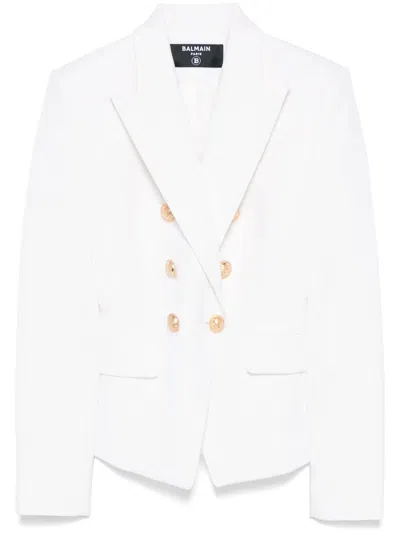 Balmain Double-breasted Blazer In White