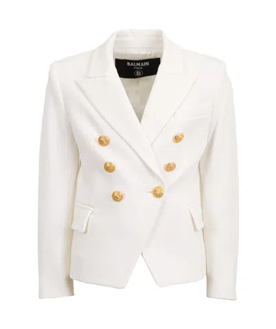 Balmain Double-breasted Blazer In White