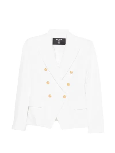 Balmain Kids' Double-breasted Blazer In White