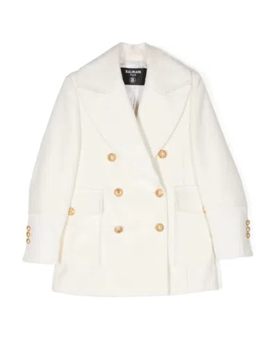 Balmain Double-breasted Blazer In White