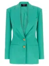 Balmain Logo Button Double-breasted Blazer Blazers Light Blue In Gold