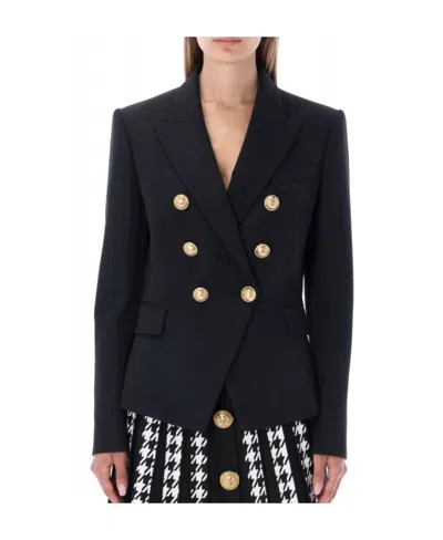 Balmain Grain De Poudre Double-breasted Jacket In Black