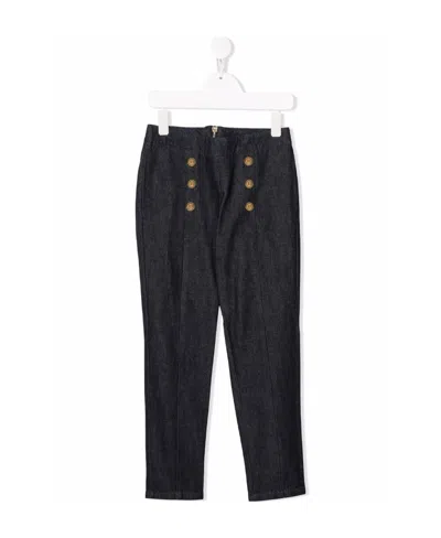 Balmain Double-breasted Button Trousers In Black