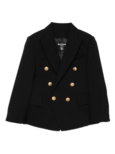 Balmain Kids' Double-breasted Buttoned Blazer In Black