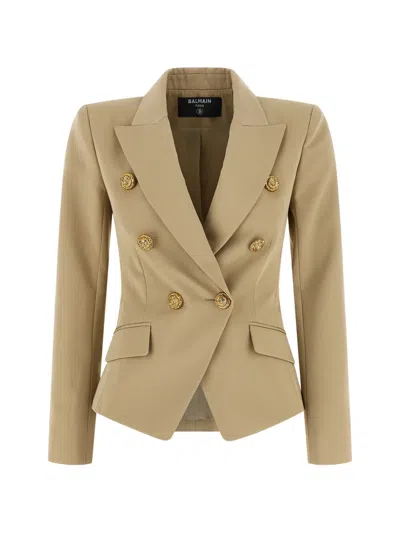 Balmain Double-breasted Blazer Blazers Beige In Nude