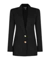 Balmain Logo Button Double-breasted Blazer In Black