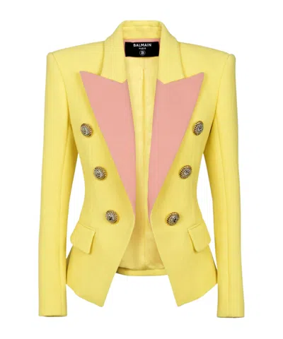 Balmain Double-breasted Casual Jacket In Yellow