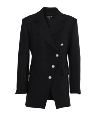 Balmain Double-breasted Coat In Black