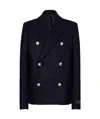 Balmain Double-breasted Coat With Logo Buttons In Black