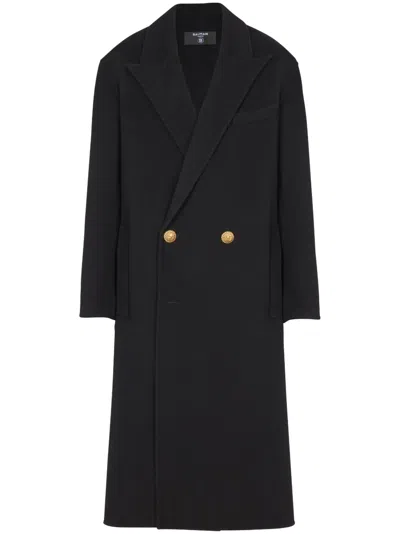 Balmain Double-breasted Coat In Black