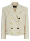 Balmain Double-breasted Coat Coats And Trench Coats White In Gray