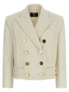 Balmain Double-breasted Coat In White