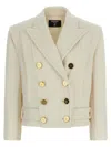 Balmain Double-breasted Coat In White