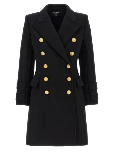 Balmain 10 Buttons Coat In Virgin Wool And Cashmere Women In Black