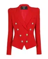 Balmain Double-breasted Cropped Blazer In Red