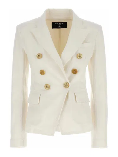 BALMAIN DOUBLE-BREASTED DENIM BLAZER
