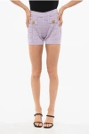 Balmain Double-breasted Designed Crochet Shorts In Gold