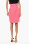 Balmain Double-breasted Designed Wool Longuette In Pink