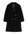 Balmain Double-breasted Felted Coat In Black