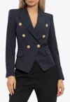 Balmain Structured Double-breasted Blazer Peak Lapels In Blue