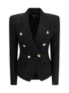 Balmain Wool Blazer With Flap Pockets And Gold-tone Buttons In Black