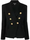 Balmain Double Breast Blazer Jacket With Logo Buttons Blazer And Suits Black