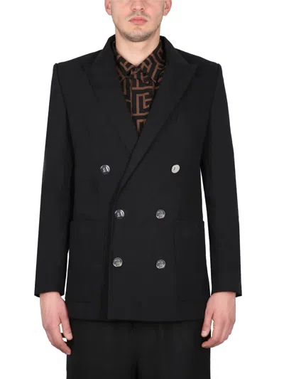Balmain Double-breasted Jacket In Black