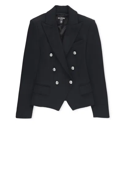 Balmain Kids' Double-breasted Blazer In Black