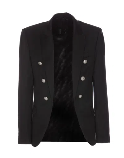 Balmain Double Breasted Jacket In Black