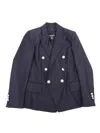 Balmain Double-breasted Jacket In Blue