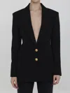 Balmain Logo Button Double-breasted Blazer In Black